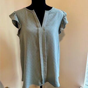 Women's Ruffle Sleeve Top - Light Blue